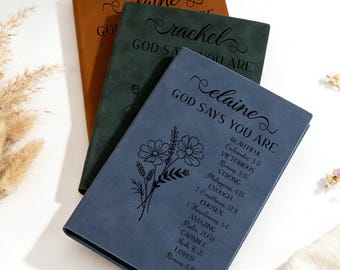 God Says You Are Bible Verse Journal,Personalised Prayer Journal For Women,Flower Christian Gift For Her,Religious Gift,Affirmation Notebook