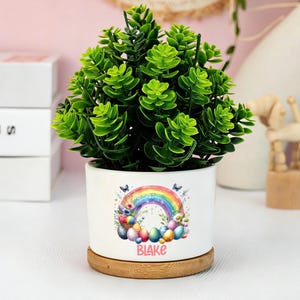 Maceta de Pascua personalizada, maceta arcoíris de Pascua personalizada, regalo para fiesta de Pascua, cesta de Pascua, regalo para niños, maceta de cerámica.