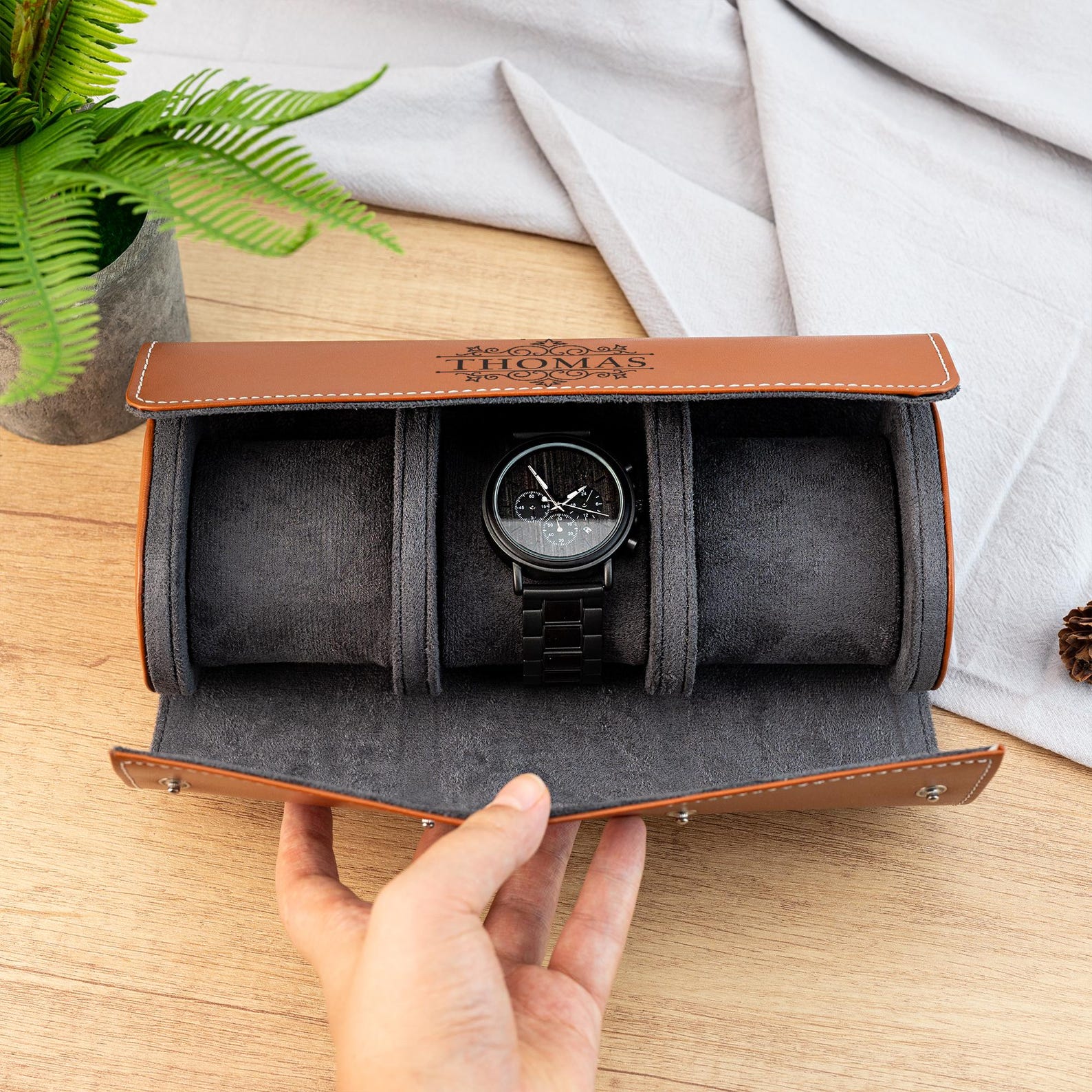 Custom Men's Watch Case With Name,leather Watch Case,travel Watch Case ...