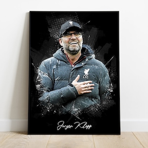 Jurgen Klopp football wall art print, Liverpool legend manager poster, soccer fans gift
