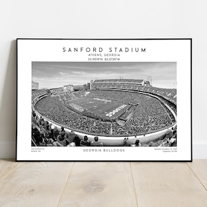 Póster del estadio de Sanford, impresión de los Georgia Bulldogs, póster del estadio de la NCAA, arte mural deportivo