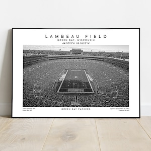 Impresión de póster de Lambeau Field, arte mural de estadio de fútbol