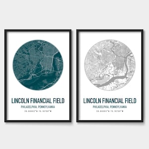 Impression d'affiche de carte du terrain de Lincoln Financial – Art mural du stade de football de Philadelphie