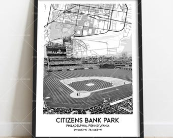 Citizens Bank Park Map Poster – Philadelphia Baseball Stadium Print