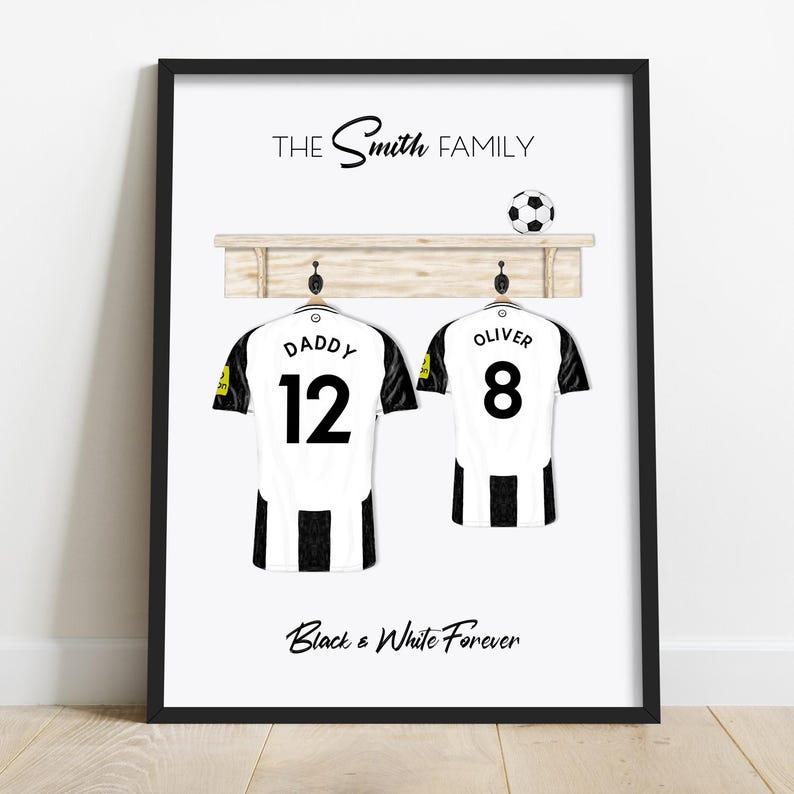 Personalised Newcastle Fan Football Shirt Print | Fathers Day Gift | Custom Newcastle Gift | Fathers Day | Newcastle Fan Gift