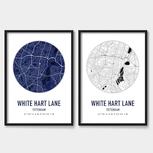 Poster de la carte du stade de Tottenham – Impression d'art mural football