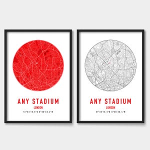 Individuelle Fußball Stadion Karte Print - Jedes Fußball Club Stadion - Benutzerdefinierte Karte Poster für Fußballliebhaber