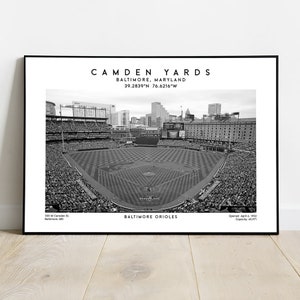 Camden Yards poster, Baltimore Orioles baseball stadium, Oriole Park wall art print, MLB decor