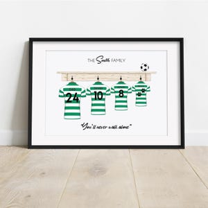 Camiseta de fútbol personalizada para toda la familia, póster personalizado del Celtic
