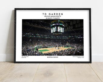 TD Garden Stadium Print – Boston Celtic Basketball  Wall Art Poster