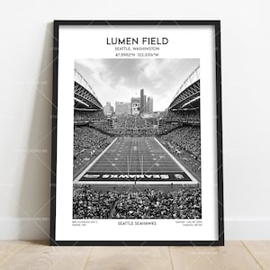 Lumen Field poster, Seahawks football stadium wall art print