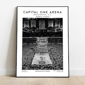 Obra de arte del Capital One Arena, póster icónico de baloncesto de los Washington Wizards, fanáticos de la NBA