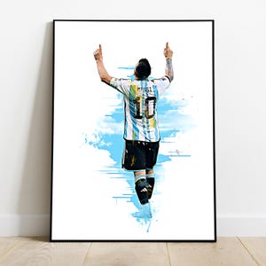 Messi poster print, Argentina football wall art