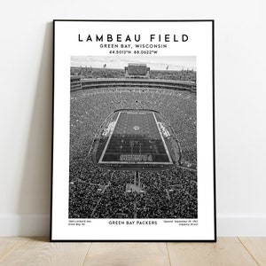 Pôster do Lambeau Field, impressão de arte de parede do estádio de futebol americano Green Bay Packers, decoração da NFL