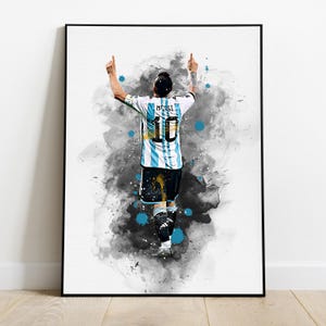 Messi poster, Argentina football player wall art print