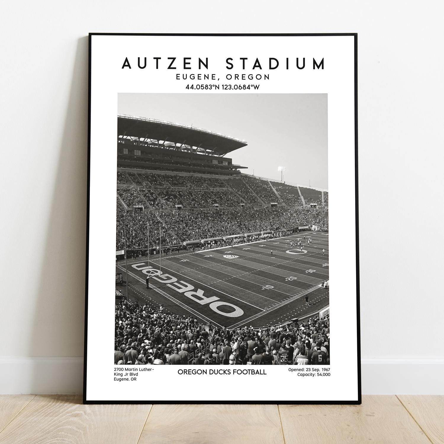 Autzen Stadium poster,  football field wall art print