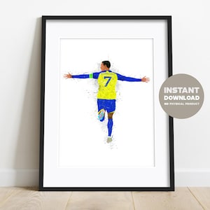 Cristiano Ronaldo Digital Poster, Al Nassr Football Player Wall Art, CR7 Fans Gift
