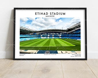 Manchester Area Football Stadium Poster Print | Contemporary Sports Wall Decor