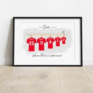 Personalisierter Nottingham Forest Shirt Druck - Individuelles Fußball Poster Geschenk
