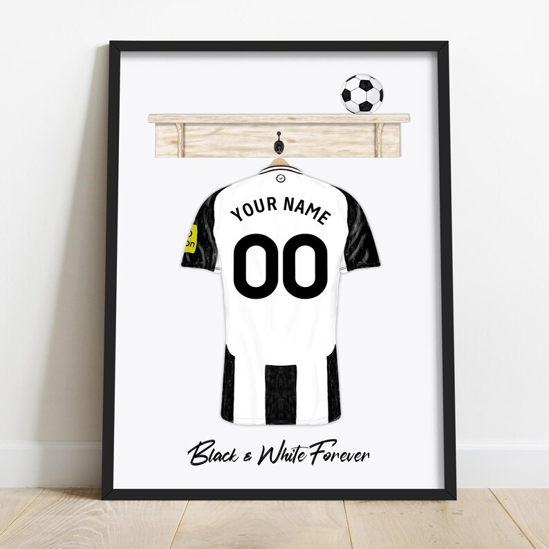 Personalised Newcastle Fan Football Shirt Print | Fathers Day Gift | Custom Newcastle Utd Shirt Gift