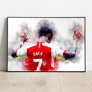 Pôster de Bukayo Saka, impressão de arte de parede de jogador de futebol inglês, estrela do Arsenal e da Inglaterra