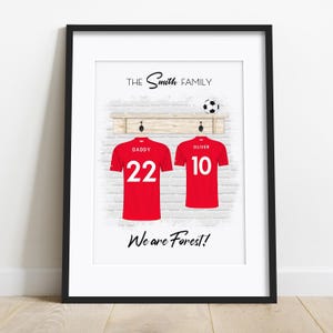Personalisierter Nottingham Forest Poster Druck - Nottingham Forest Geschenk, individuelles Fußball Familien Shirt Poster