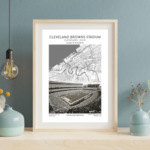 Cleveland Browns Stadium Map Poster – Cleveland Football Stadium Wall Art Print