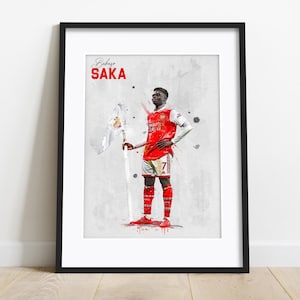 Saka football player poster print, English footballer wall art