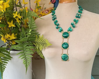Lovely green moonglow boho necklace