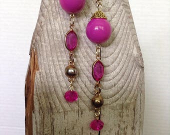 Pink crystal drop earrings