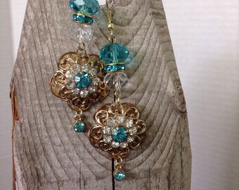 Turquoise crystal earrings