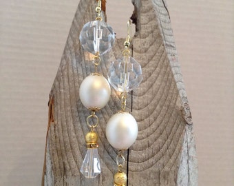 Lovely pearl and crystal earrings