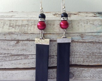 Faux Leather Strip Earrings