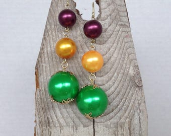 Autumn pearl drop earrings