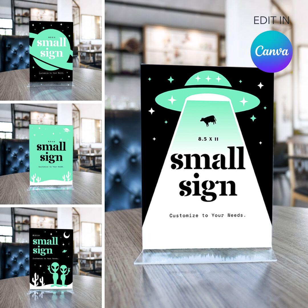 UFO Alien Signage Templates: Roswell Area 51, 8.5 X 11 (canva Editable ...
