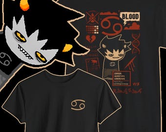 Karkat Vantas Homestuck Shirt Blood Aspect Tee Troll Symbol Graphic T-Shirt Webcomic Cosplay Merch