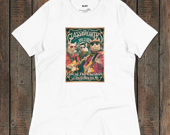 The Glass Breakers Flyer Women&#39;s Relaxed T-Shirt, Musician Shirt, Women Tee Shirt, Pet Lover Gift, Gift For Her, Cat Lover T-shirt