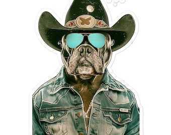Hoss Aufkleber Cooler Cowboy Hund Vinyl Aufkleber Perfektes Geschenk für Spaß Bulldogge Liebhaber.