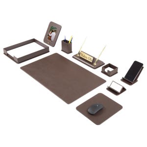 Personalized Leather Desk Organizer Set: 11-Piece Executive Office Gift