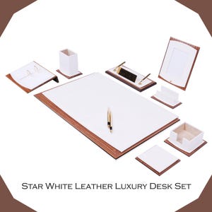 Handmade Leather Desk Organizer Set: Wood & Gold Accents, Eco-Friendly