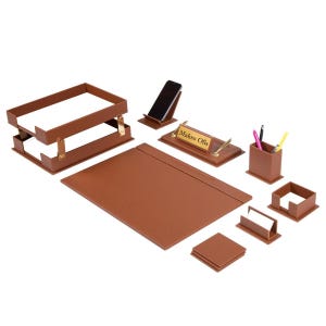 Personalized Leather Desk Organizer Set: Executive Office Gift
