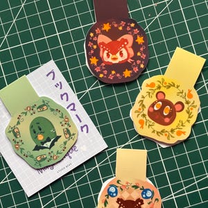 Marque pages laminés et aimanté - zakładka magnetyczna - marque page Przejście dla zwierząt - Tom Nook - booklover - fait main - ACNH - Céleste -