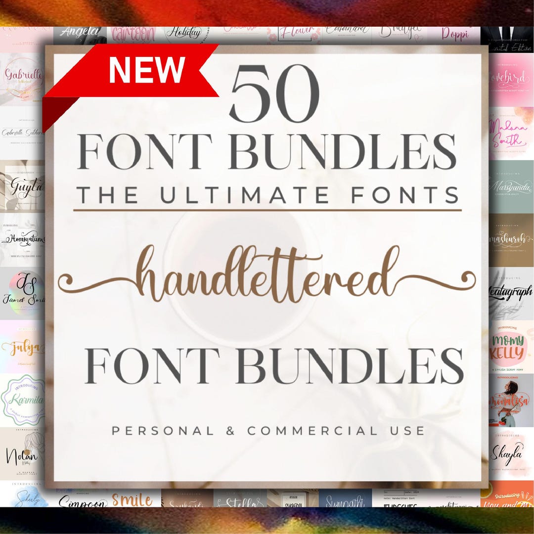 The Ultimate 50 Handwritten Fonts - Font Bundle, Heart Font, Cricut ...