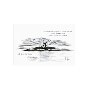 Cartes postales d'art - Dessin à la main sur le thème de la pleine conscience, Château McCarthy Mór, Ballinskelligs, Irlande
