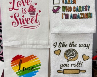 Valentine's Day Flour Sack Towel, Love & Hearts, 100% Cotton