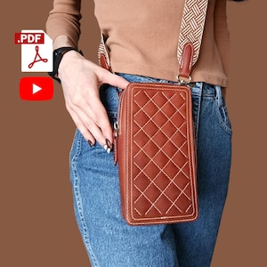 Crossbody Ledertasche Schnittmuster -PDF Schnittmuster -Leder Schnittmuster -Leder Handytasche -Umhängetasche Vorlage -DIY -Digital Schnittmuster -Tutorial Video