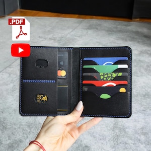 Padrão de carteira de porta-cartões de couro / Modelo de porta-cartões de couro / A4 / PDF / DIY / Vídeo tutorial