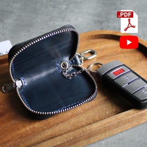 Lädernyckelring - Nyckelhållare - PDF-mönster - Bilnyckelfodral - Läderficka - Nyckelhållare med dragkedja - Bilnyckelhållarskydd - Dragkedjafodral - Nyckelring