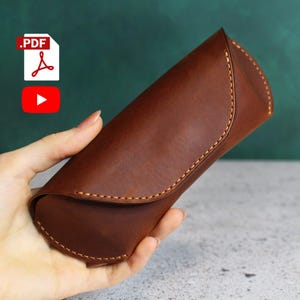 Modello per custodia per occhiali in pelle / Custodia per occhiali da sole e da lettura / A4 / PDF / Fai da te / Video tutorial