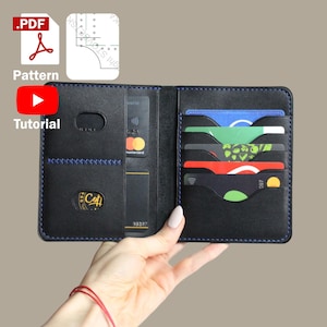 Patrón de billetera para tarjetas de cuero / Plantilla para tarjetas de cuero / A4 / Carta / PDF / DIY / Videotutorial
